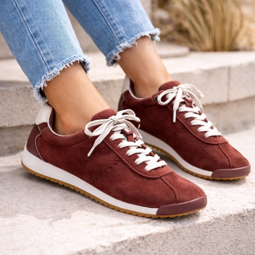 Steve Madden Mirage Burgundy Suede Lace Up Sneakers Women’s 7M